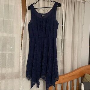 Love Reign Blue Asymmetrical Sundress Scoop Neck
